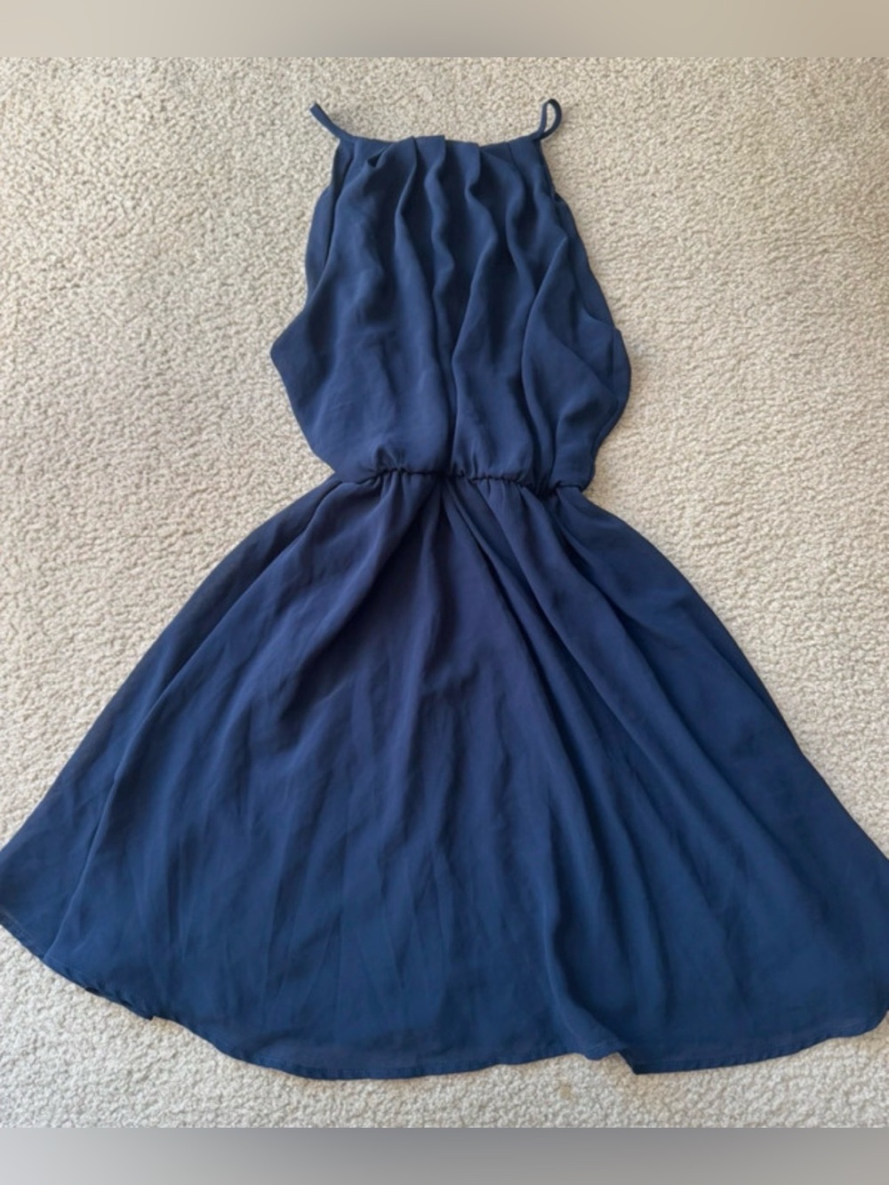Lush Navy Halter Midi Dress fit flare sexy night out classy midi